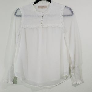LOFT smocked sheer top
